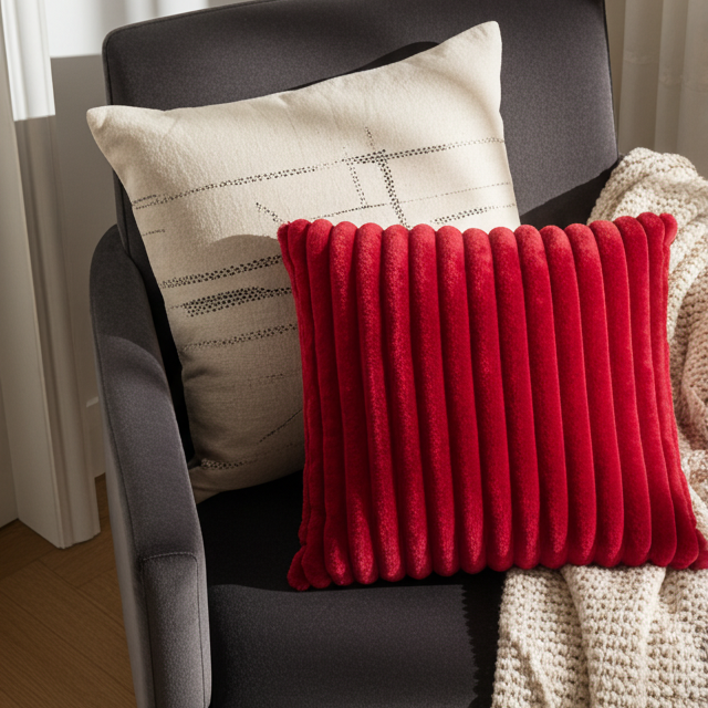 Ribbed Faux Fur Pillow Chili Pepper | 20"x20"