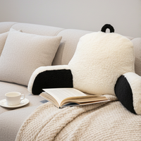 Panda Faux Fur Bed Reading Memory Foam Pillow | Backrest Support Soft Cushion with Arms Medium