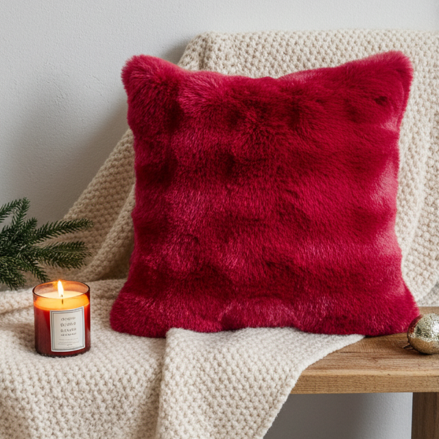 Giorgio Bubble Faux Fur Pillow Chili Pepper | 20"x20"