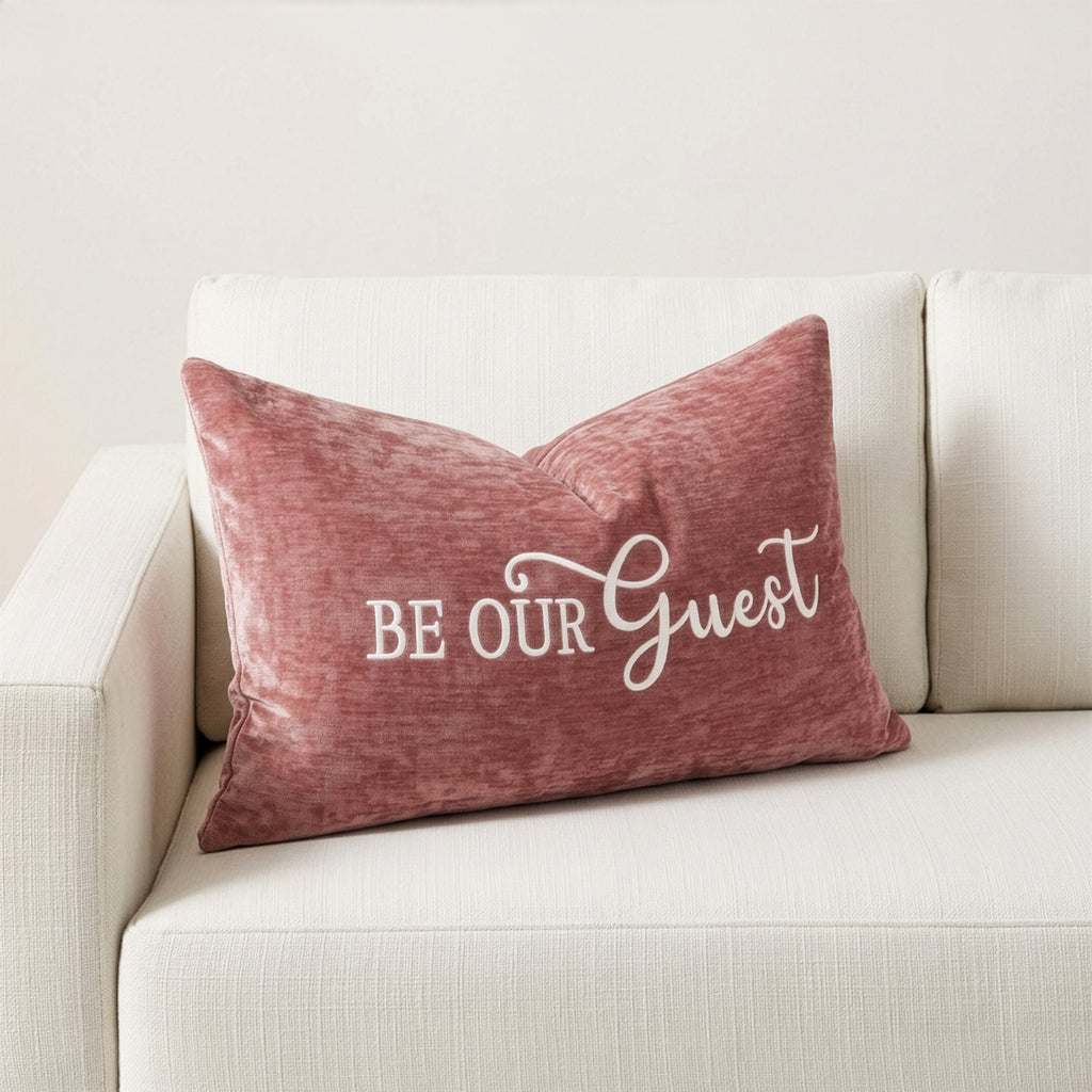 Be Our Guest Throw Pillow Cover | Dusty Rose | 14" x 20"