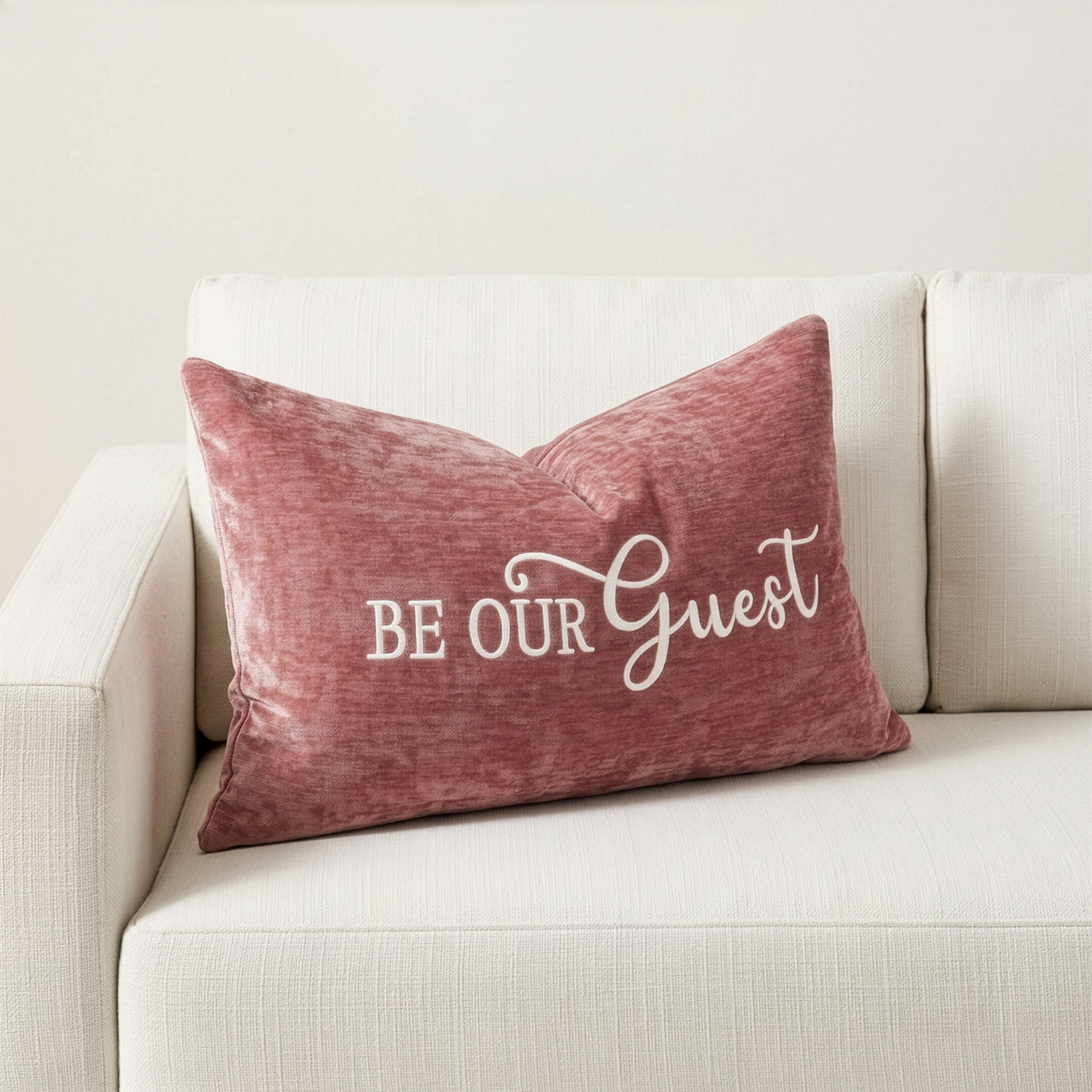 Be Our Guest Throw Pillow Cover | Dusty Rose | 14" x 20"