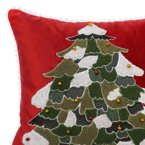 Christmas Tree Throw Pillow | Red | 20" x 20"