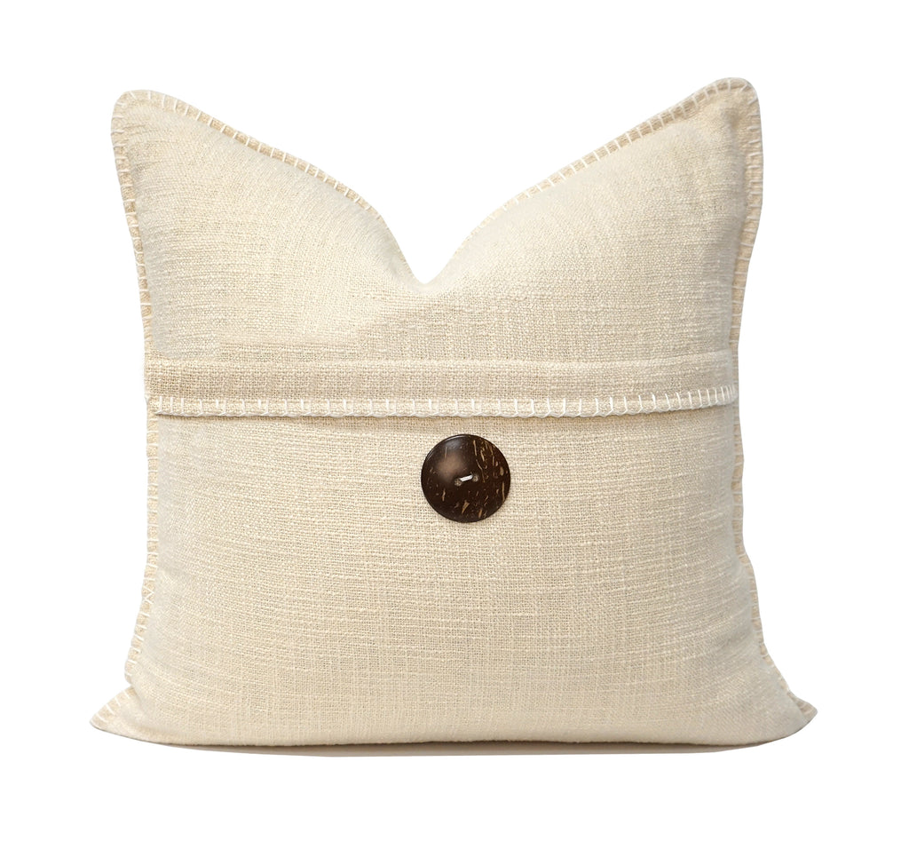 Wendy Button Whip Stitch Throw Pillow Cover | 20" x 20"
