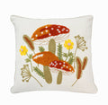 Mushroom & Wildflowers Throw Pillow Cover | Ivory | 18" x 18"