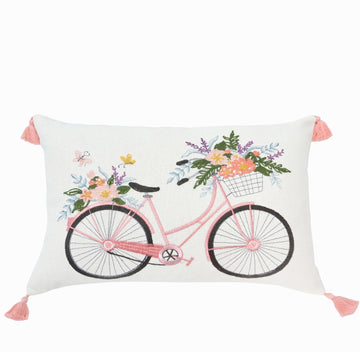 Pink Bike Throw Pillow | Pink | 14"x 20"