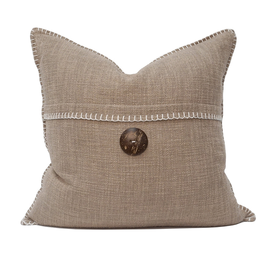 Wendy Button Whip Stitch Throw Pillow Cover | 20" x 20"