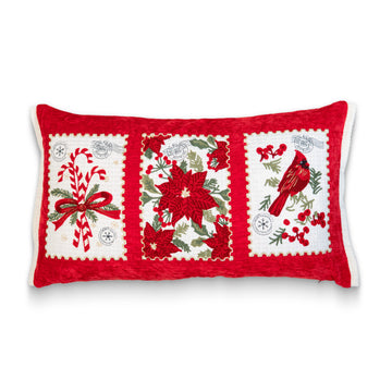 Xmas Stamps Throw Pillow | 14"x24"