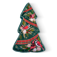 Xmas Tree Shaped Pillow With Embroidery | 12"x20"