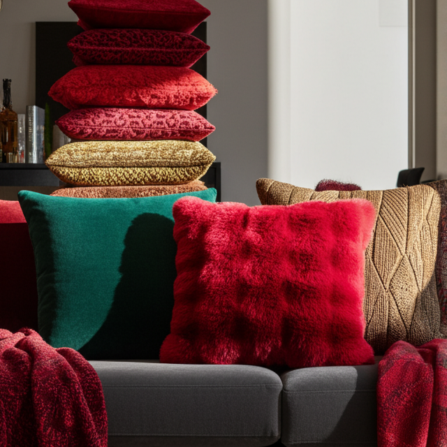 Giorgio Bubble Faux Fur Pillow Chili Pepper | 20"x20"