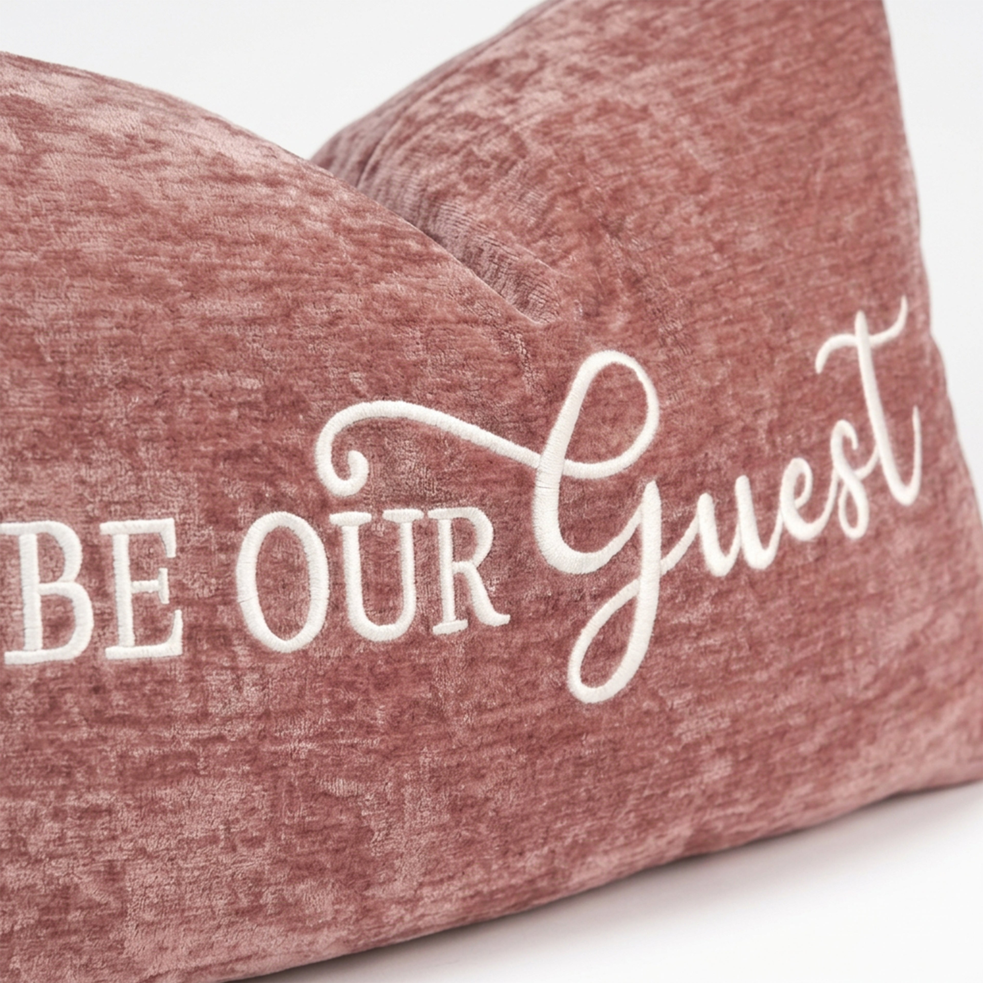 Be Our Guest Throw Pillow Cover | Dusty Rose | 14" x 20"