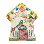 Bird House Handmade Embroidered Pillow | 12"x13"