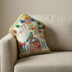 Bird House Handmade Embroidered Pillow | 12"x13"