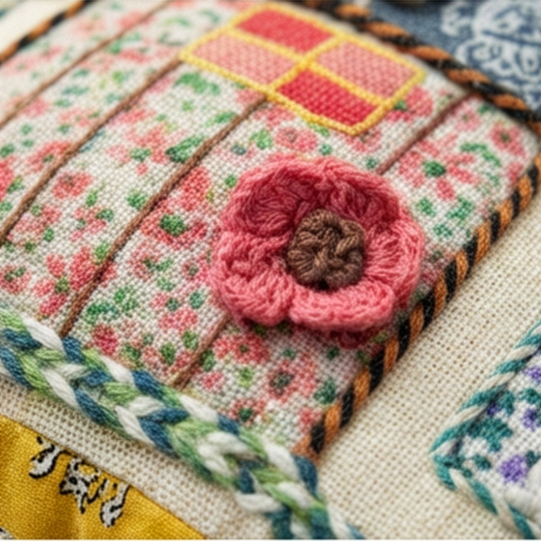 Bird House Handmade Embroidered Pillow | 12"x13"