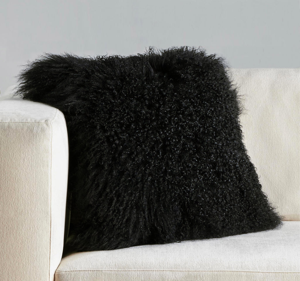 Mongolian Lamb Fur Throw Pillow | 16" x 16"