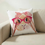 Easter Bunny Glasses Throw Pillow Cover | Pink | 20" x 20"