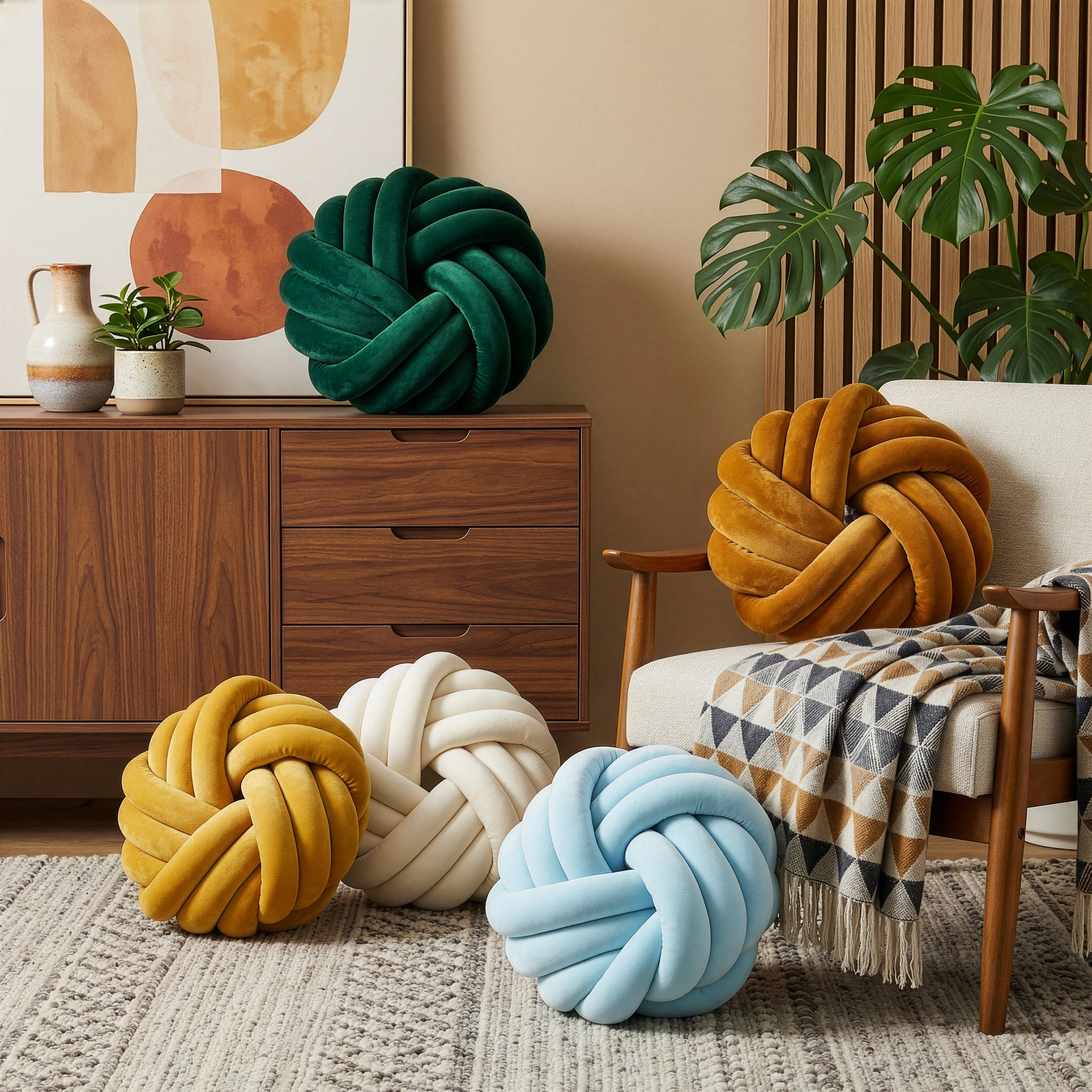 Camelia Round Knot Velvet Throw Pillow | 13"