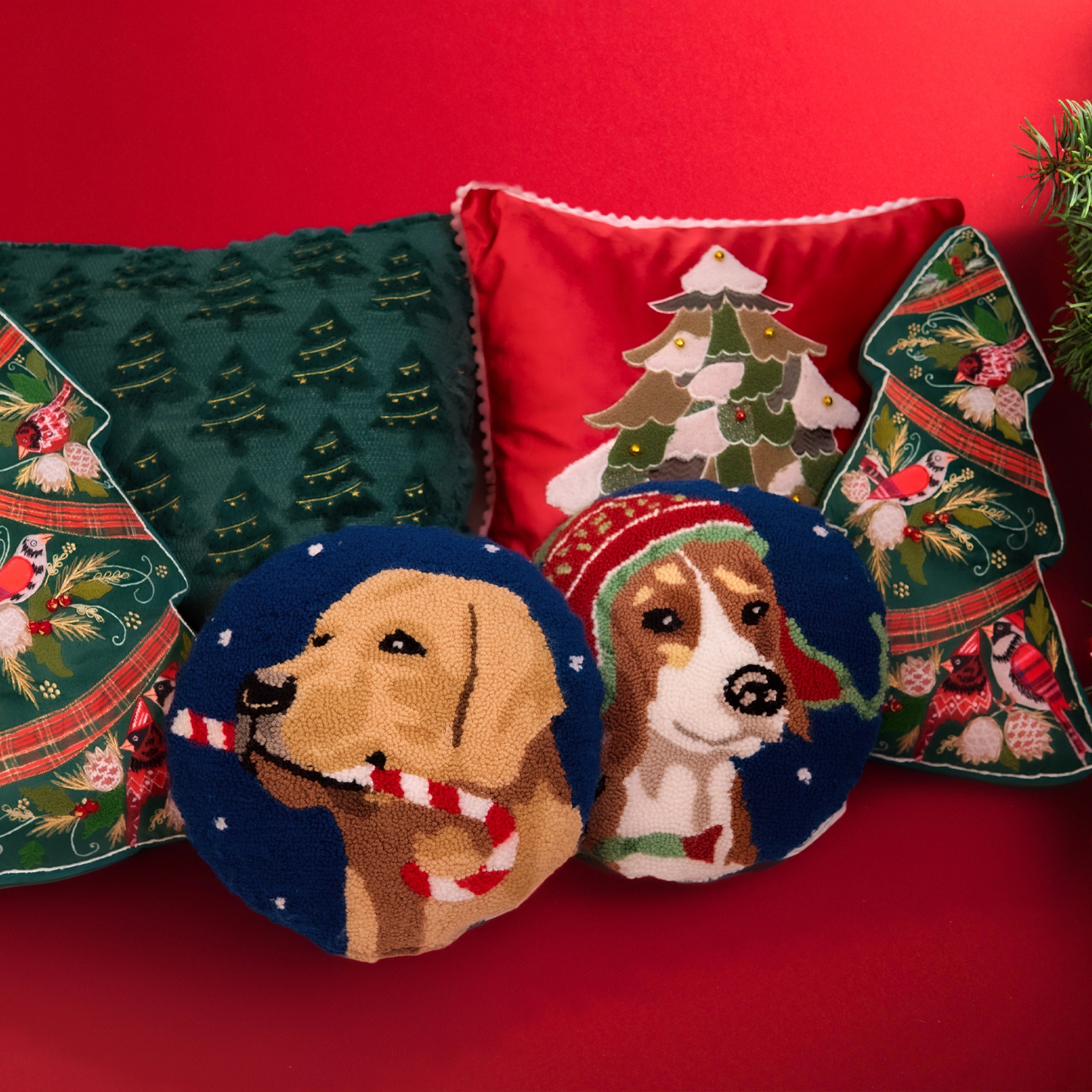 Christmas Tree Throw Pillow | Red | 20" x 20"