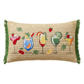 Outdoor Embroidered Cocktail Raffia Lumbar Pillow | 14”×24”
