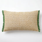 Outdoor Embroidered Cocktail Raffia Lumbar Pillow | 14”×24”