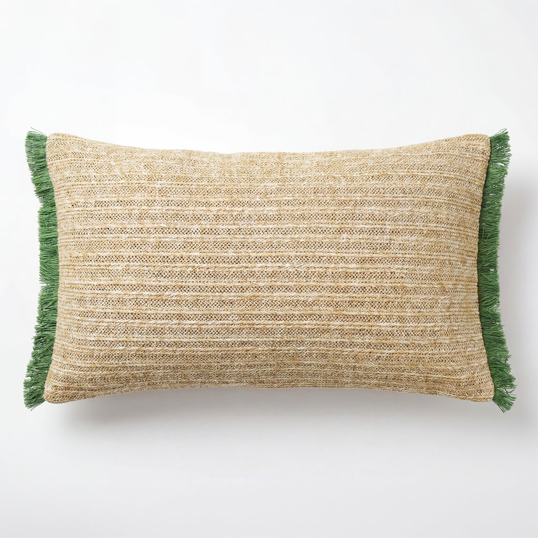 Outdoor Embroidered Cocktail Raffia Lumbar Pillow | 14”×24”