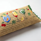 Outdoor Embroidered Cocktail Raffia Lumbar Pillow | 14”×24”