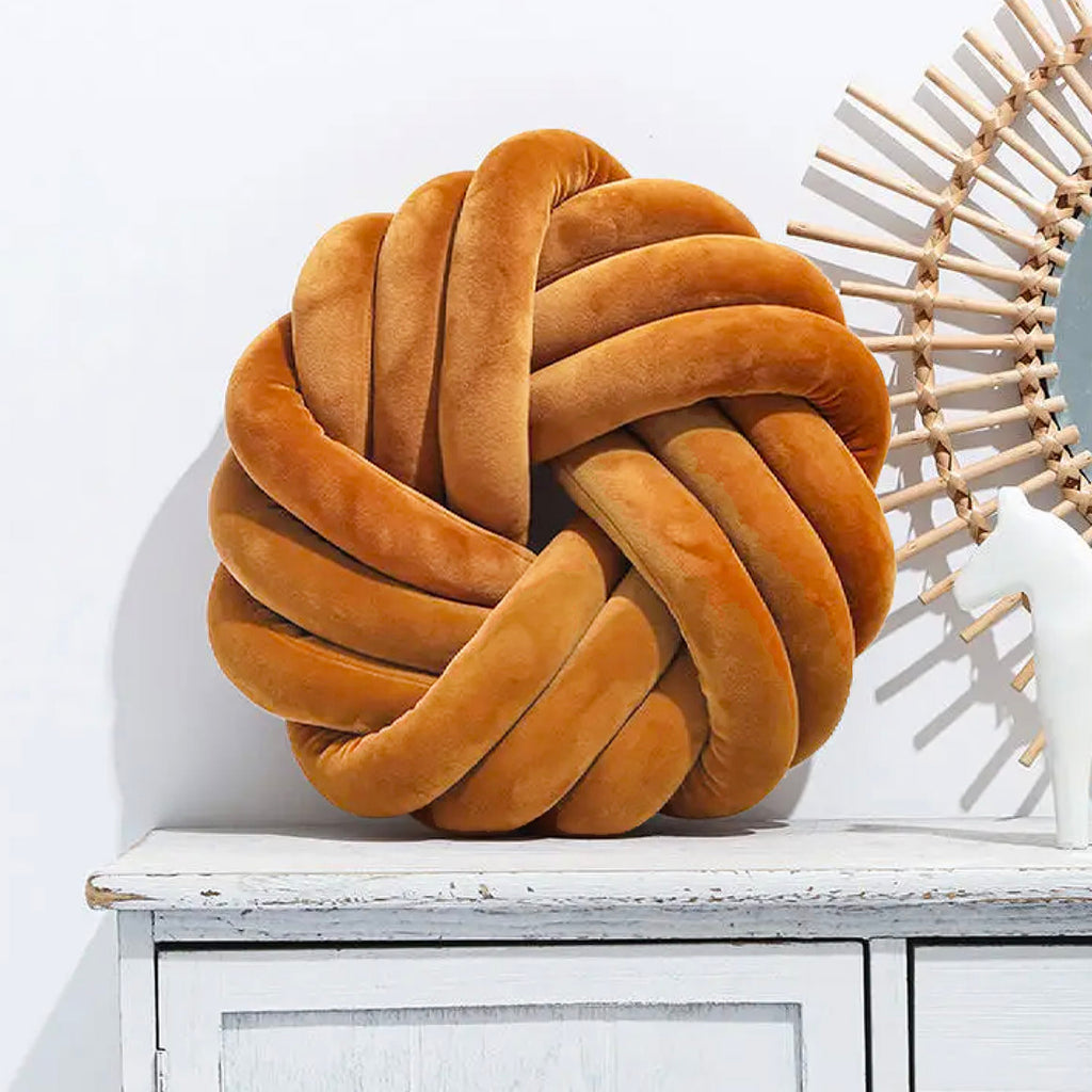 Camelia Round Knot Velvet Throw Pillow | 13"