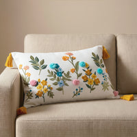 Floral Embroidery Throw Pillow | Multi | 14"x 20"