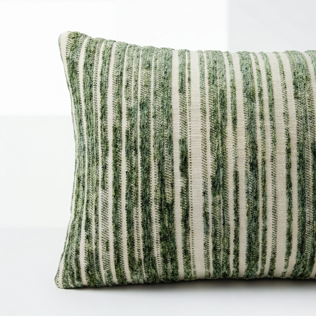 Garnet Green Chenille Jacquard Pillow | 12"x22"