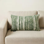 Garnet Green Chenille Jacquard Pillow | 12"x22"