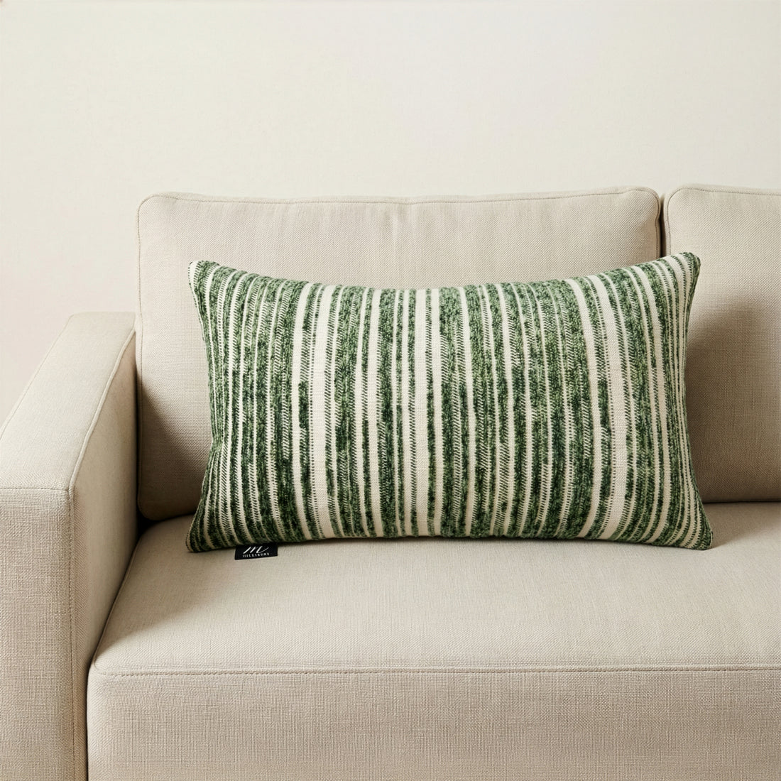 Garnet Green Chenille Jacquard Pillow | 12"x22"