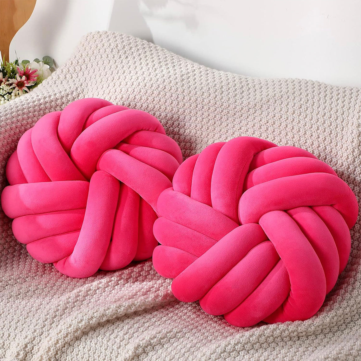 Camelia Round Knot Velvet Throw Pillow | 13"