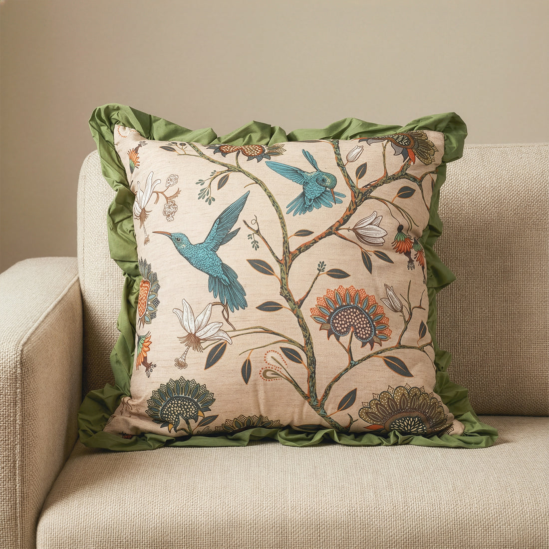 Humming Bird Printed Pillow | 20"x20"