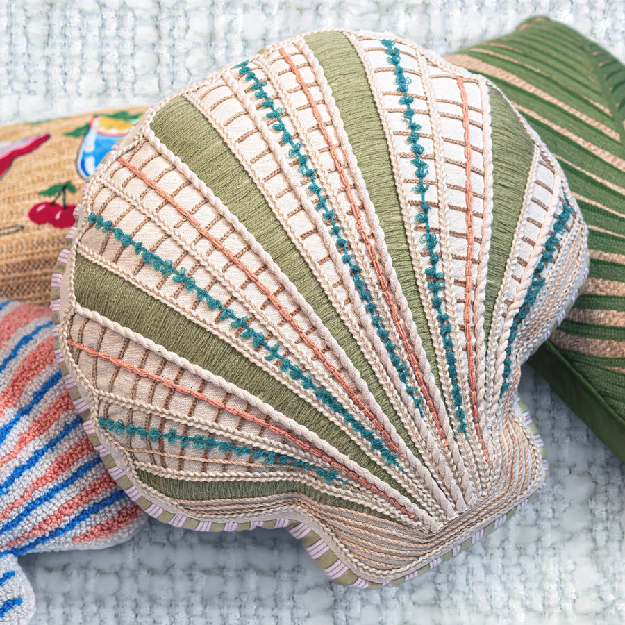 Indian Seashell Shaped Throw Pillow | 15"