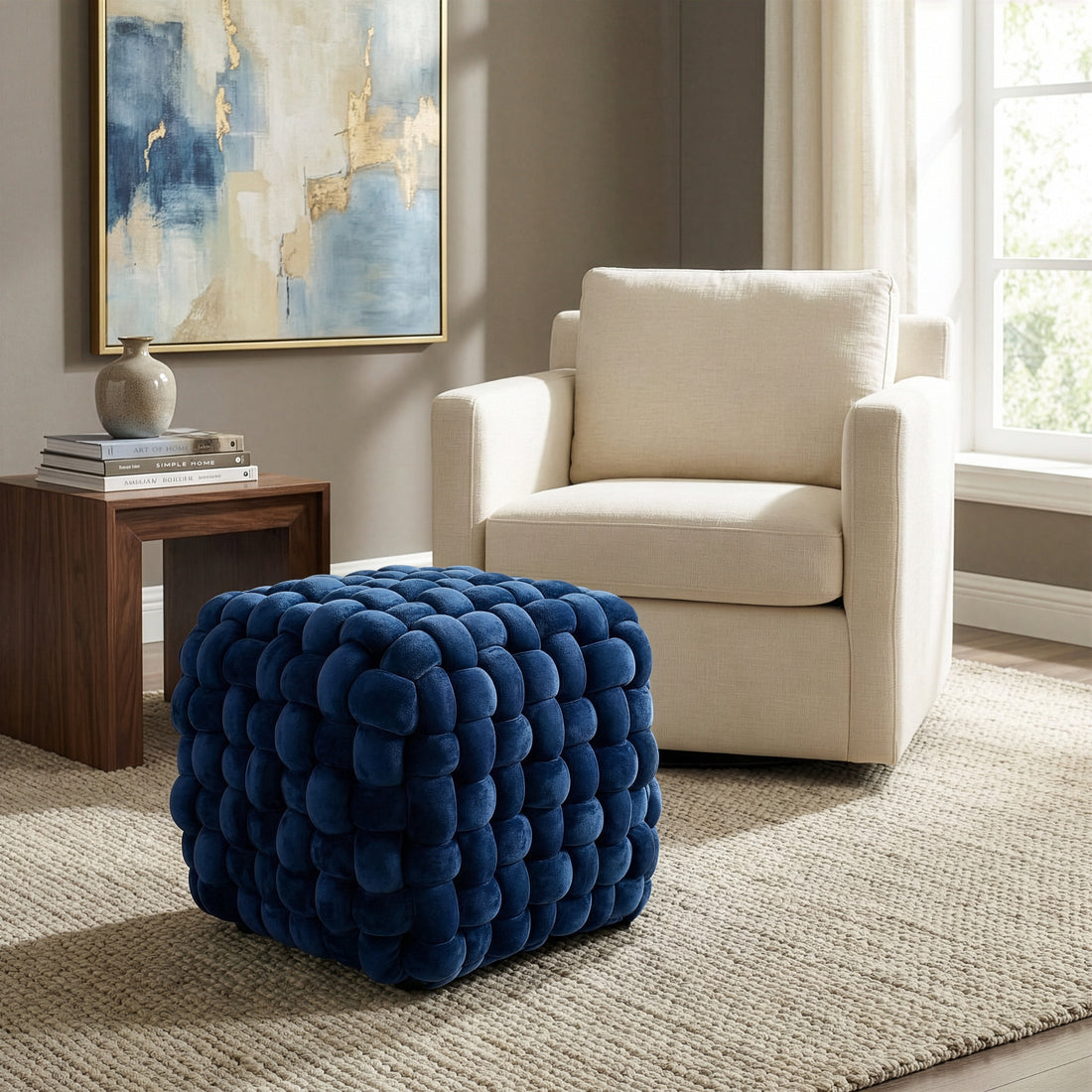 Knot Velvet Ottoman Pouf