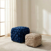 Knot Velvet Ottoman Pouf