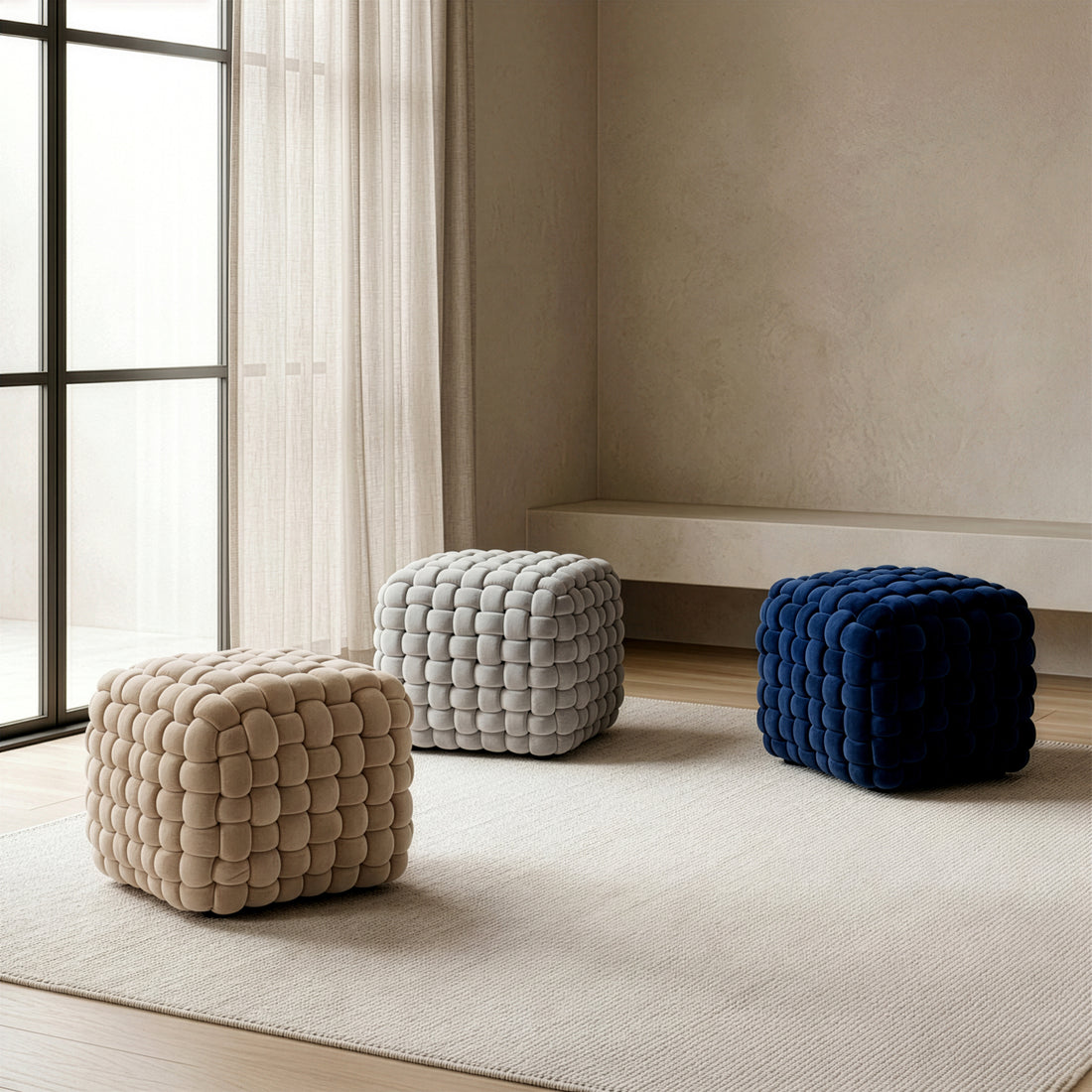 Knot Velvet Ottoman Pouf