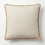 Outdoor Embroidered Lemon Blossom Raffia Pillow | 20"x20"