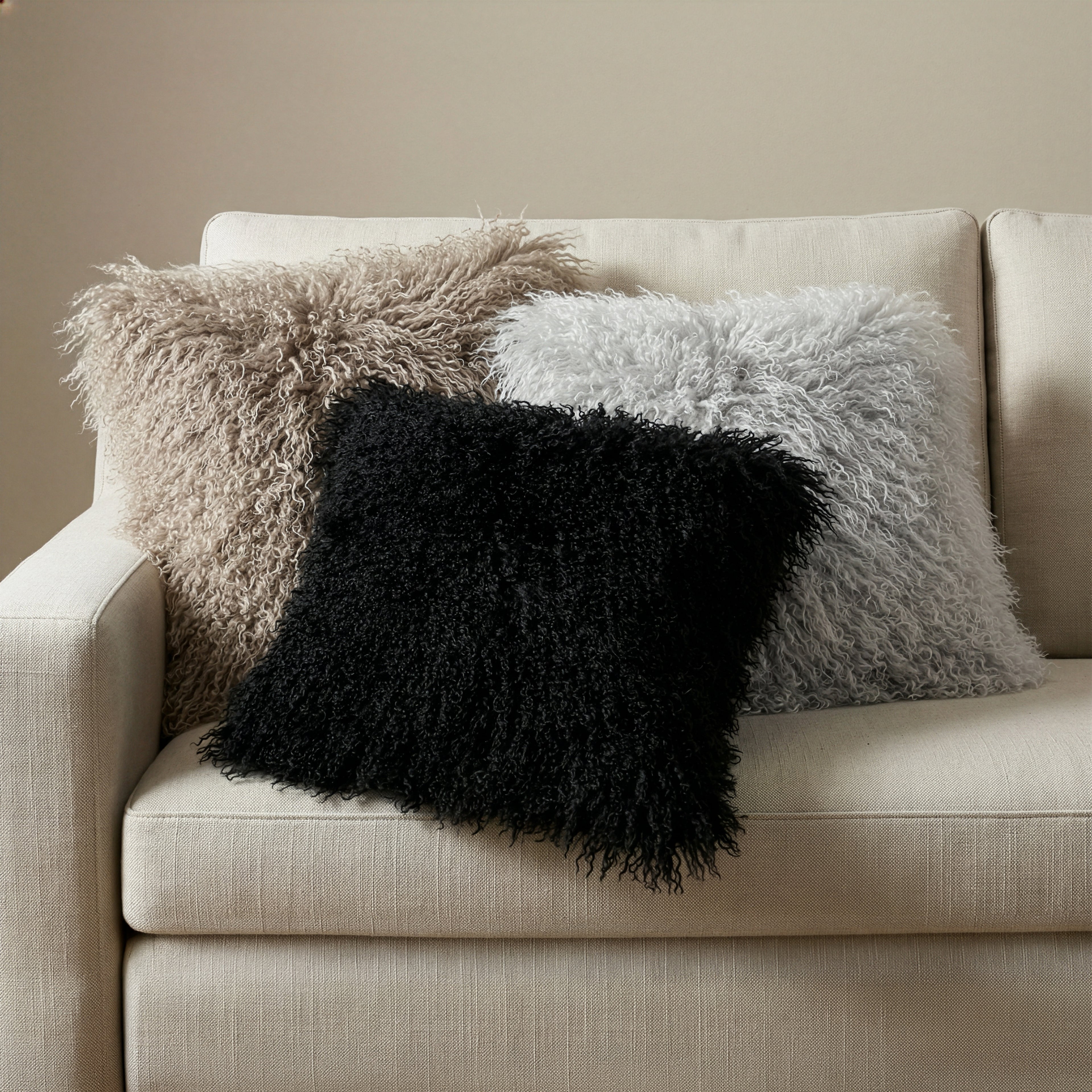 Mongolian Lamb Fur Throw Pillow | 16" x 16"