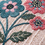 Outdoor Embroidered Leopard Botanical Raffia Lumbar Pillow | 14”×24”