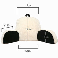 Panda Faux Fur Bed Reading Memory Foam Pillow | Backrest Support Soft Cushion with Arms Medium