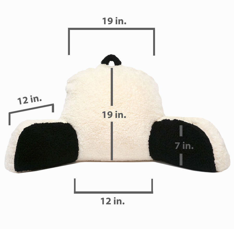 Panda Faux Fur Bed Reading Memory Foam Pillow | Backrest Support Soft Cushion with Arms Medium