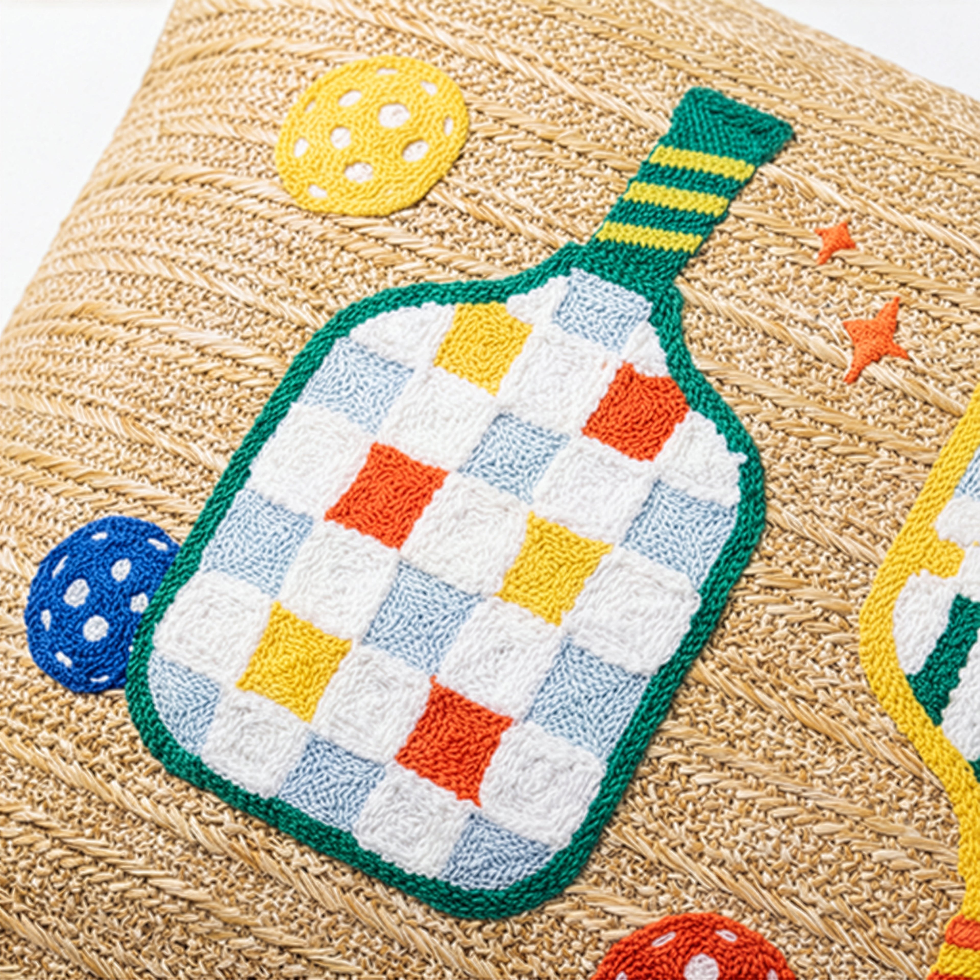 Outdoor Pickle Ball Raffia Pillow | 14"x24"