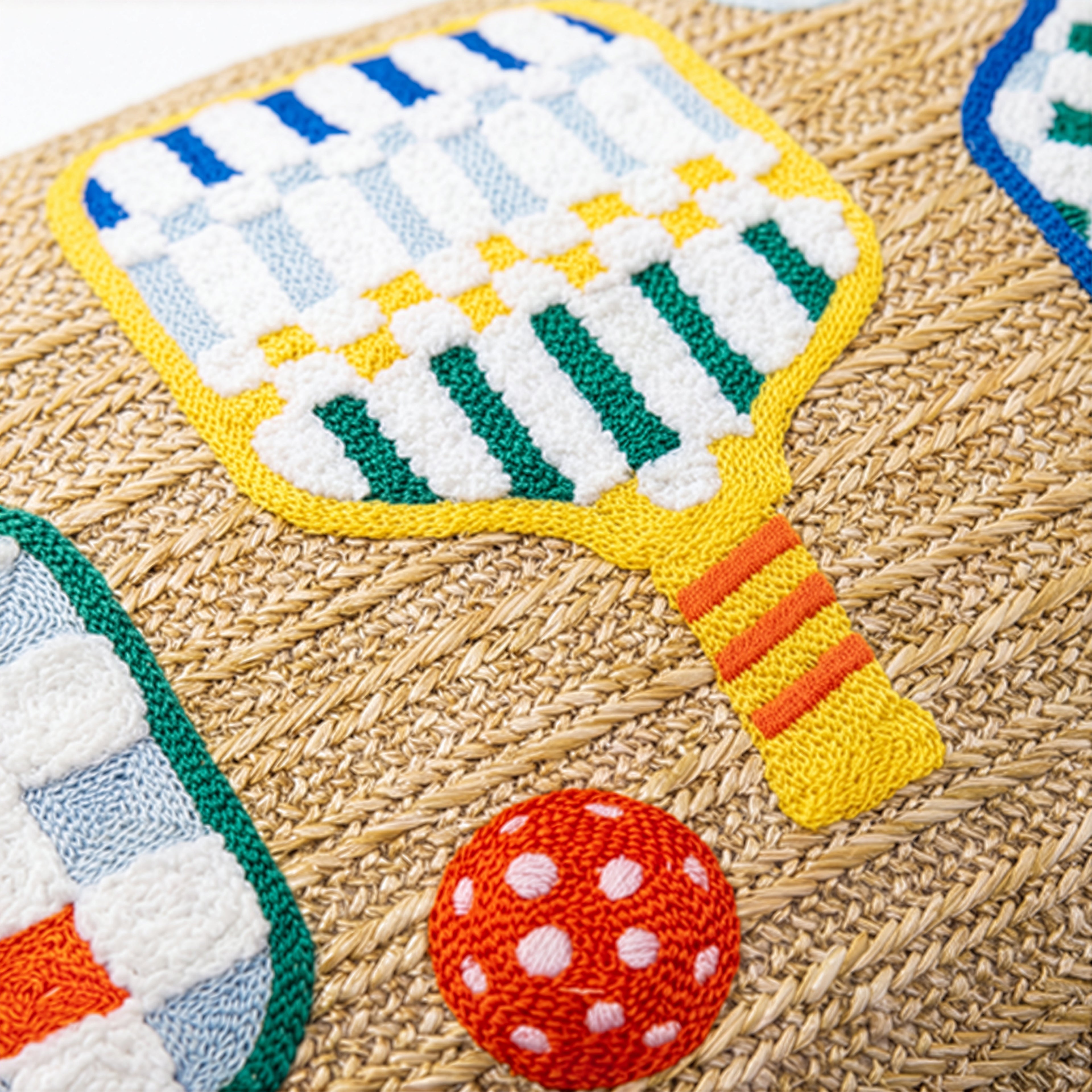 Outdoor Pickle Ball Raffia Pillow | 14"x24"