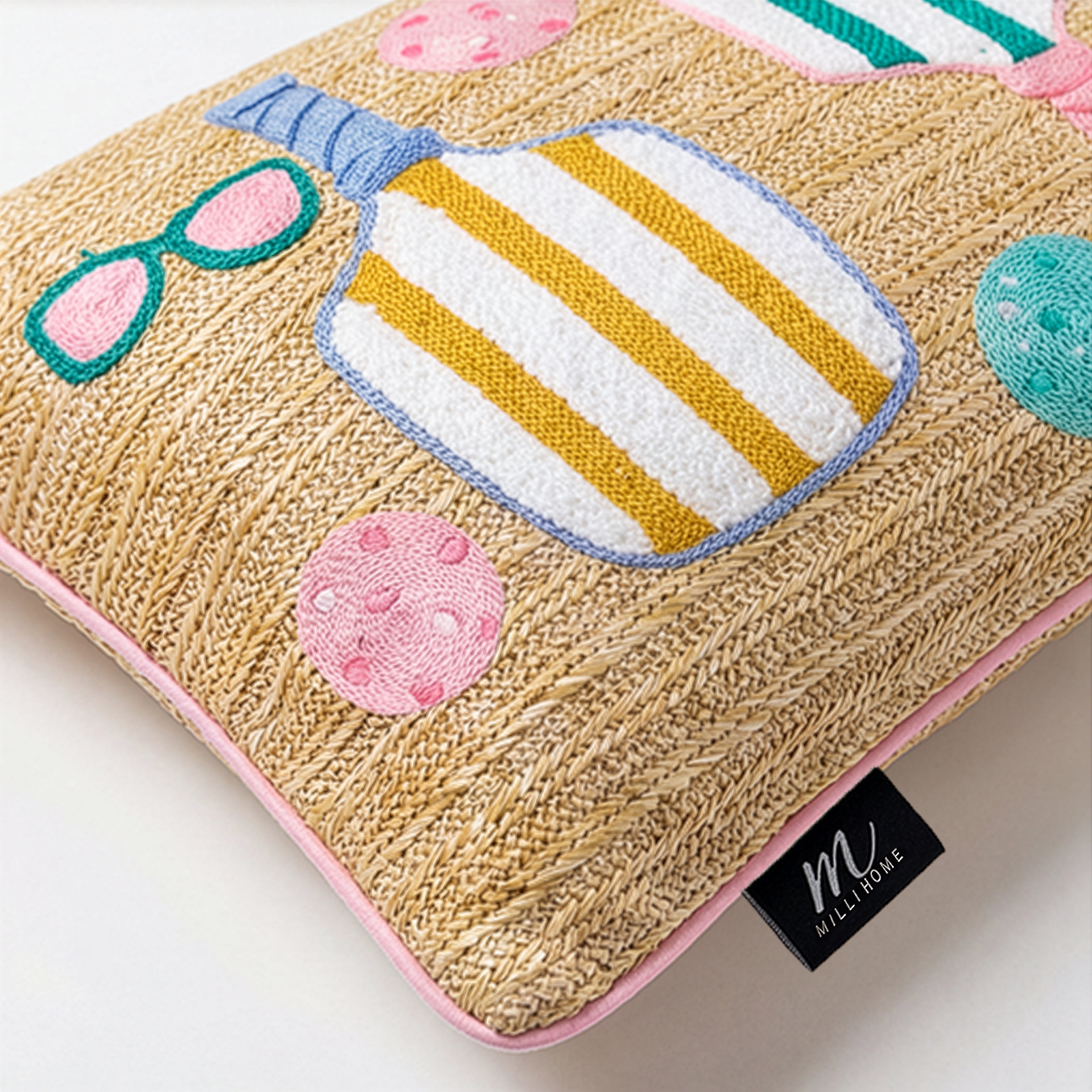 Outdoor Pickle Ball Raffia Pillow | 14"x24"