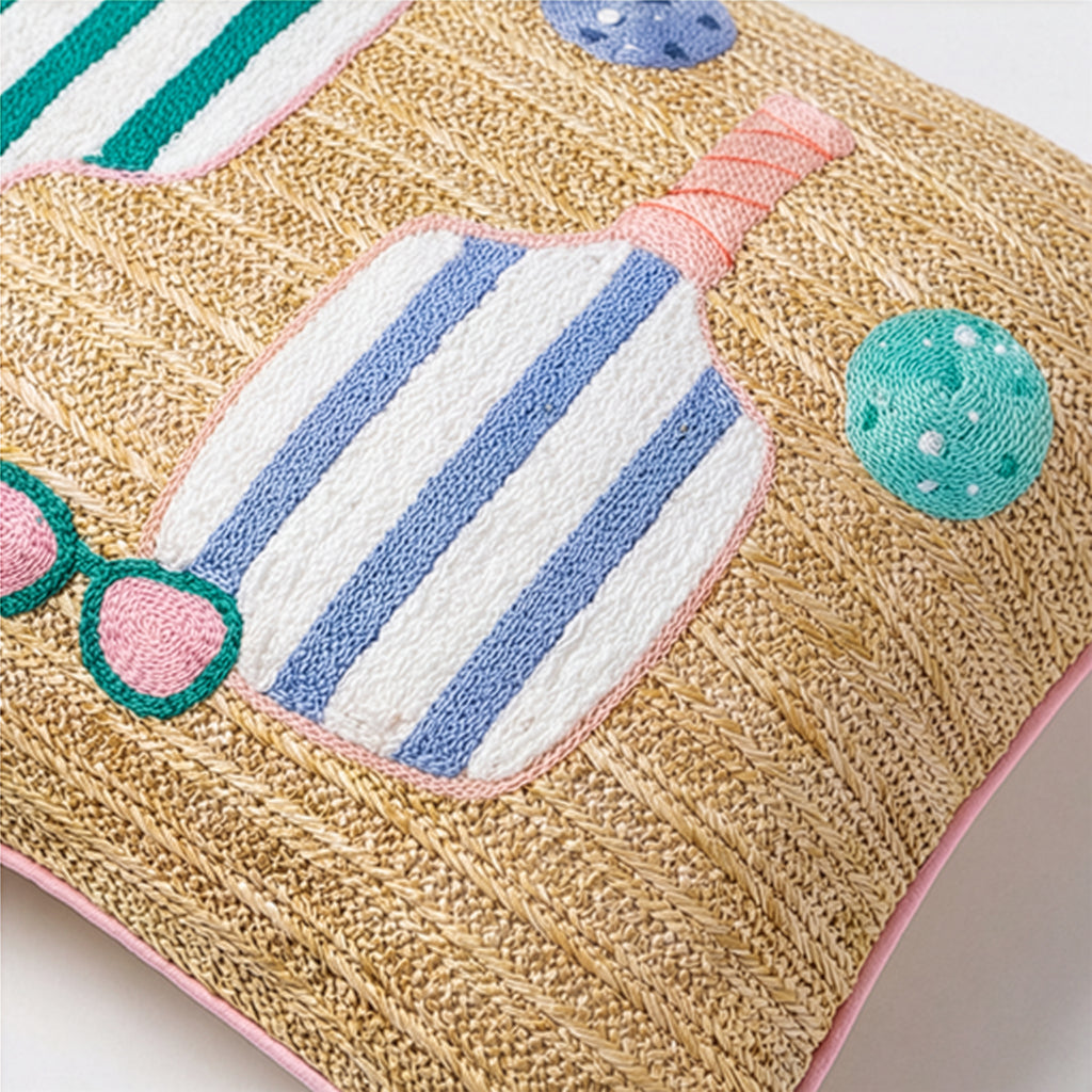 Outdoor Pickle Ball Raffia Pillow | 14"x24"
