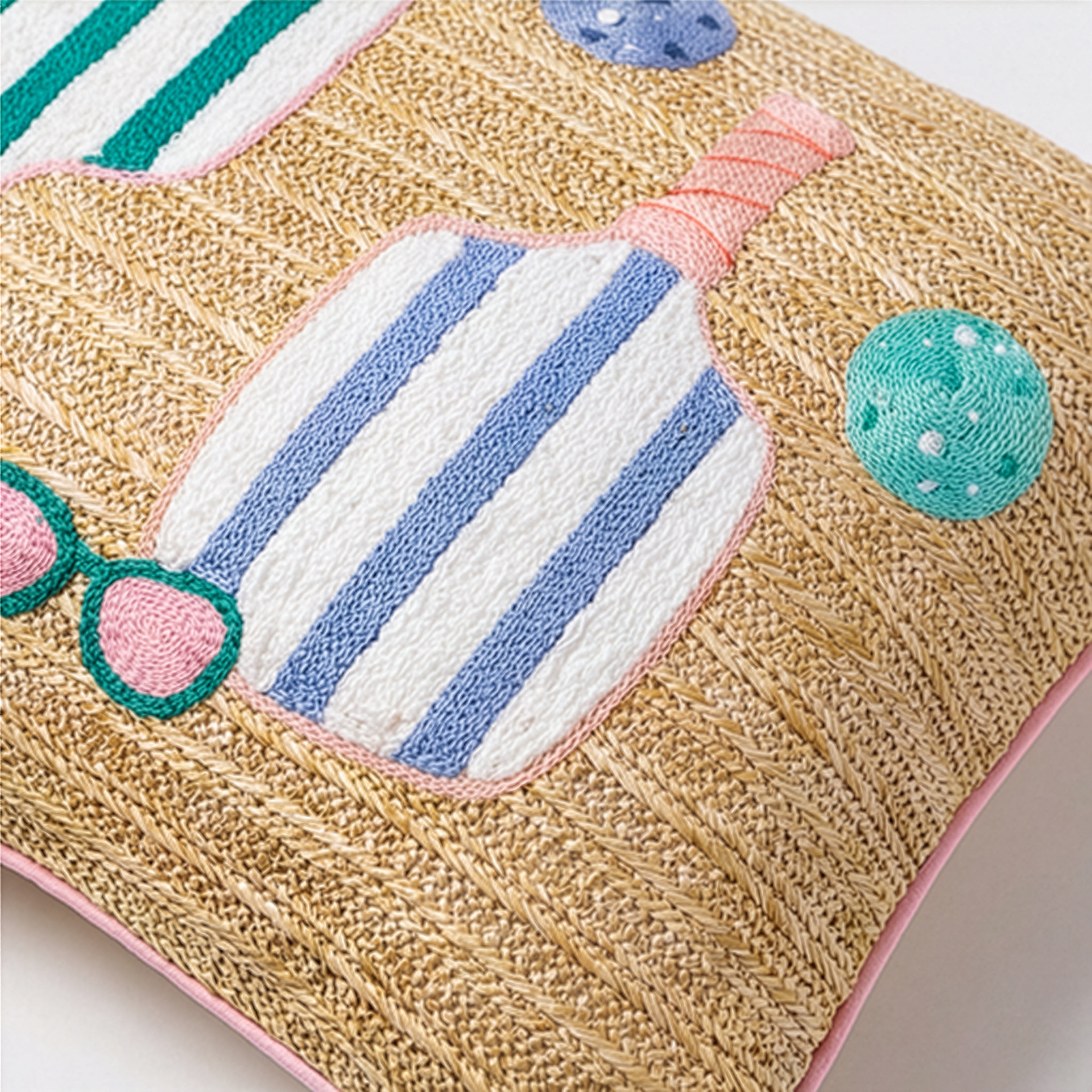 Outdoor Pickle Ball Raffia Pillow | 14"x24"