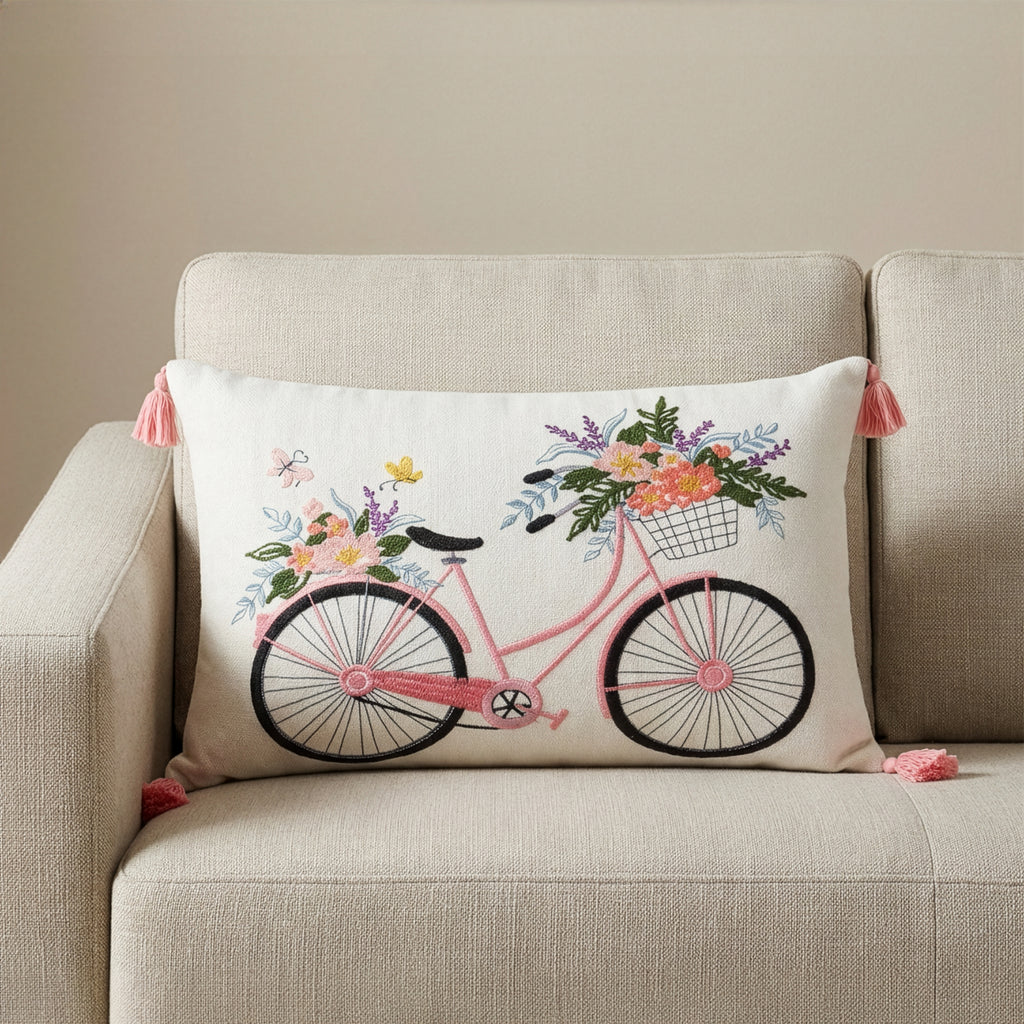Pink Bike Throw Pillow | Pink | 14"x 20"