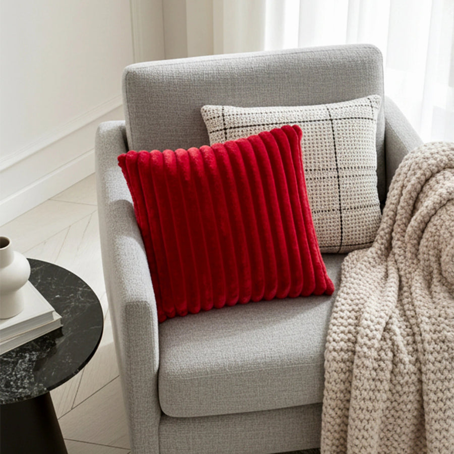 Ribbed Faux Fur Pillow Chili Pepper | 20"x20"