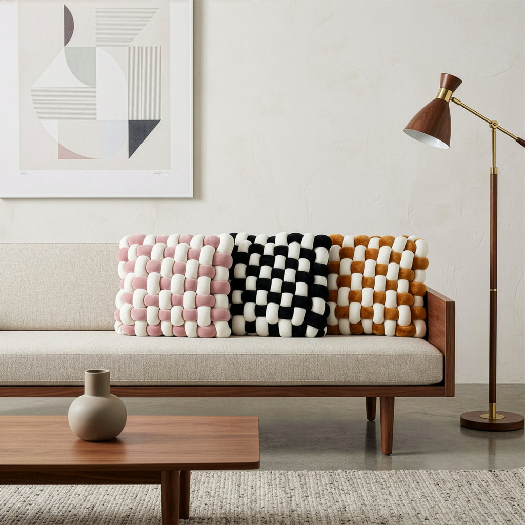 Sophia Two Toned Square Knot Pillow | 12"x13"x4.5"