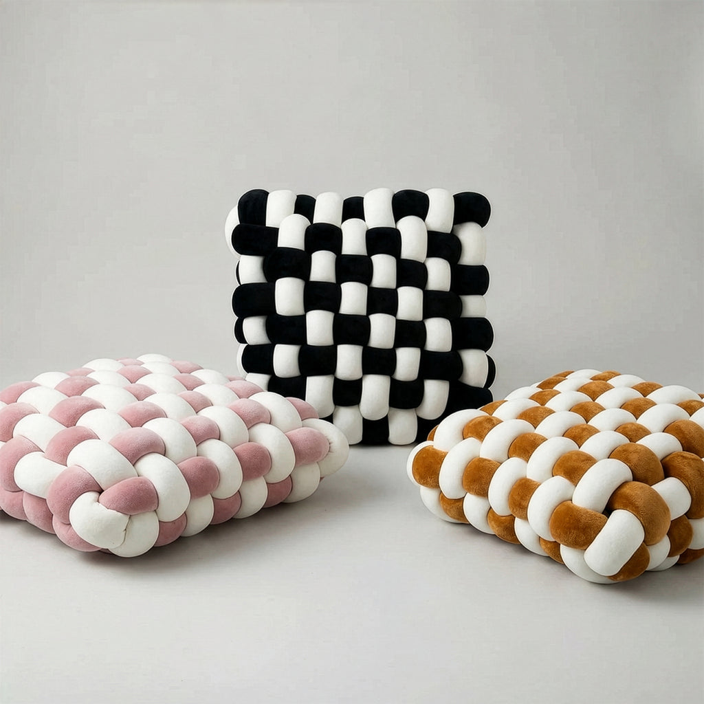 Sophia Two Toned Square Knot Pillow | 12"x13"x4.5"